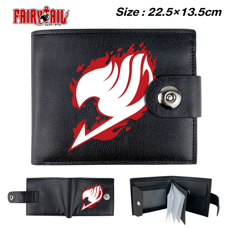 Fairy tail Anime Leather Magnetic Buckle Two-fold Card Holder Wallet 22.5X13.5CM