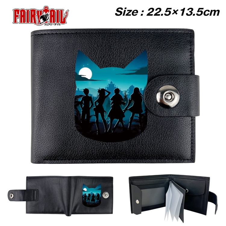 Fairy tail Anime Leather Magnetic Buckle Two-fold Card Holder Wallet 22.5X13.5CM