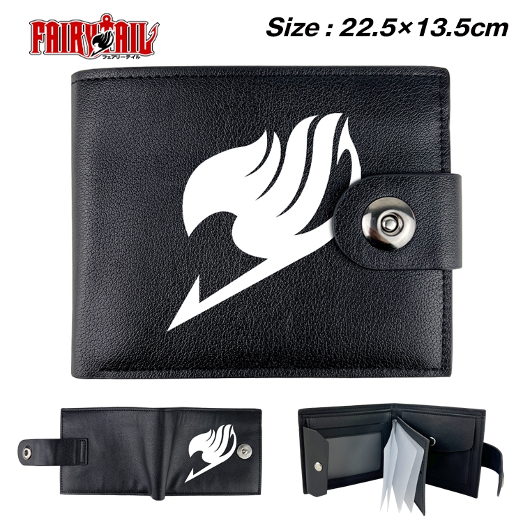 Fairy tail Anime Leather Magnetic Buckle Two-fold Card Holder Wallet 22.5X13.5CM