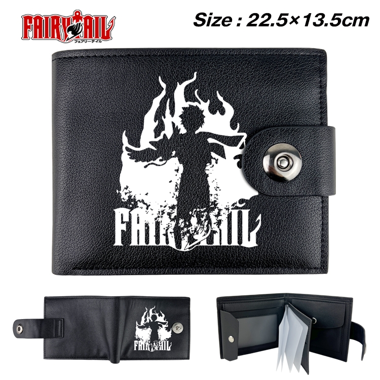 Fairy tail Anime Leather Magnetic Buckle Two-fold Card Holder Wallet 22.5X13.5CM