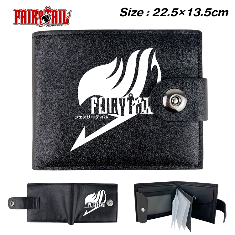 Fairy tail Anime Leather Magnetic Buckle Two-fold Card Holder Wallet 22.5X13.5CM