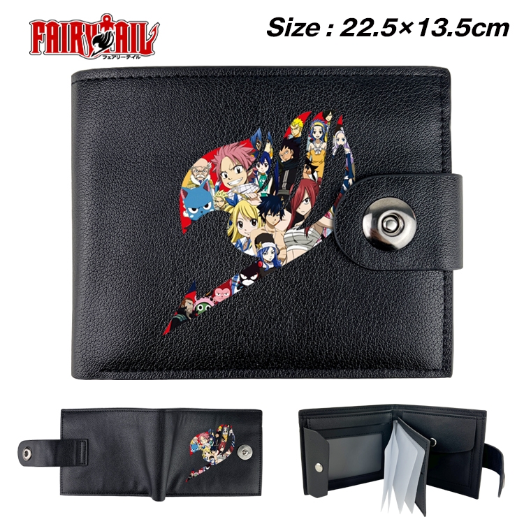 Fairy tail Anime Leather Magnetic Buckle Two-fold Card Holder Wallet 22.5X13.5CM