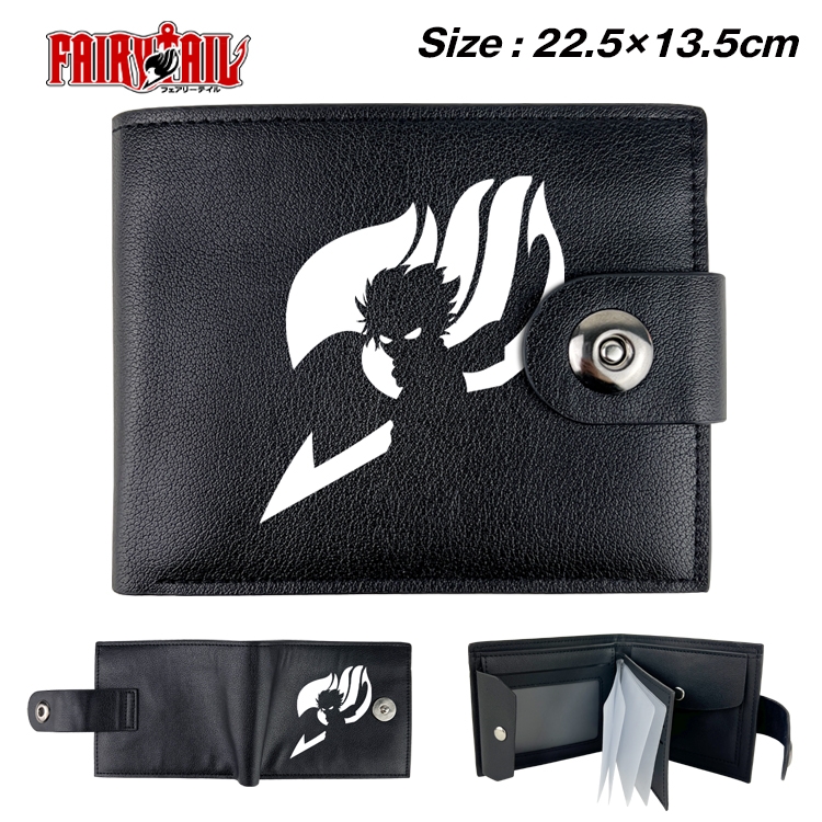 Fairy tail Anime Leather Magnetic Buckle Two-fold Card Holder Wallet 22.5X13.5CM