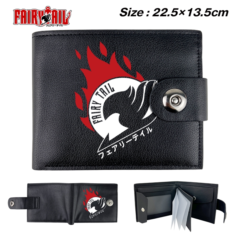 Fairy tail Anime Leather Magnetic Buckle Two-fold Card Holder Wallet 22.5X13.5CM