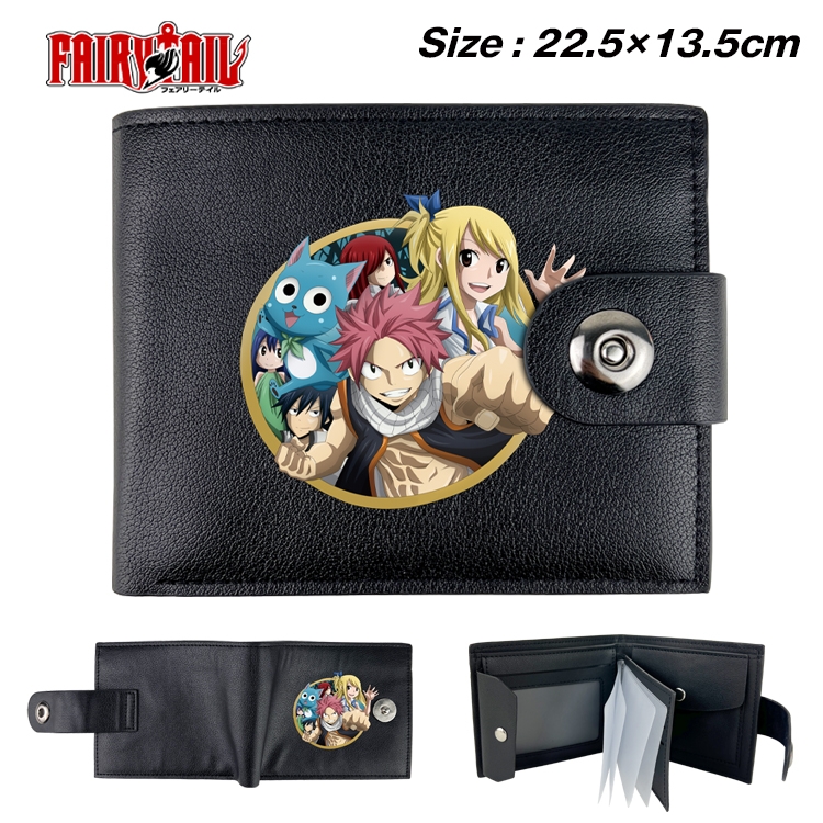 Fairy tail Anime Leather Magnetic Buckle Two-fold Card Holder Wallet 22.5X13.5CM