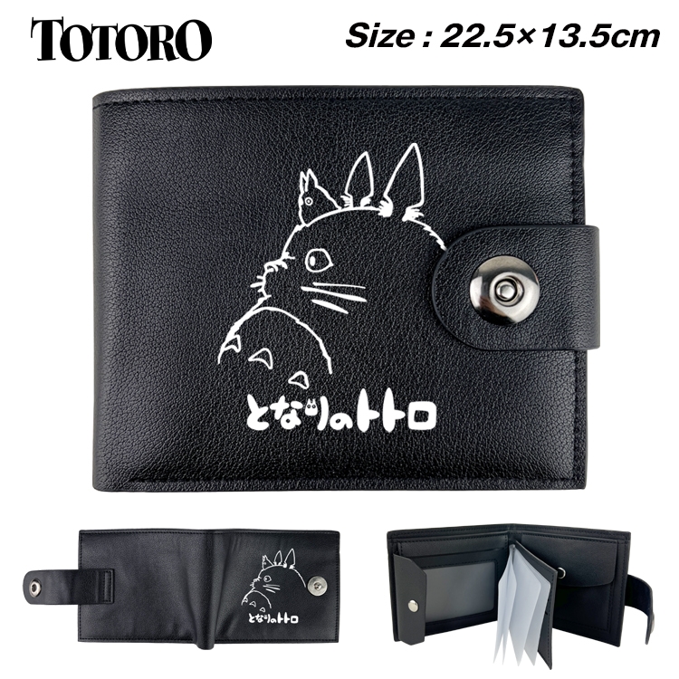 TOTORO Anime Leather Magnetic Buckle Two-fold Card Holder Wallet 22.5X13.5CM