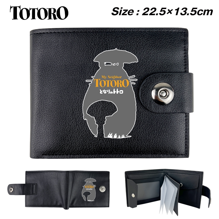 TOTORO Anime Leather Magnetic Buckle Two-fold Card Holder Wallet 22.5X13.5CM