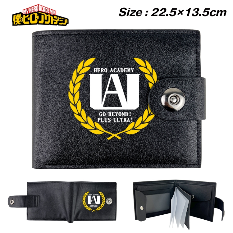 My Hero Academia Anime Leather Magnetic Buckle Two-fold Card Holder Wallet 22.5X13.5CM