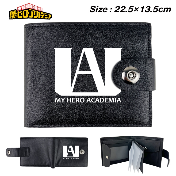 My Hero Academia Anime Leather Magnetic Buckle Two-fold Card Holder Wallet 22.5X13.5CM