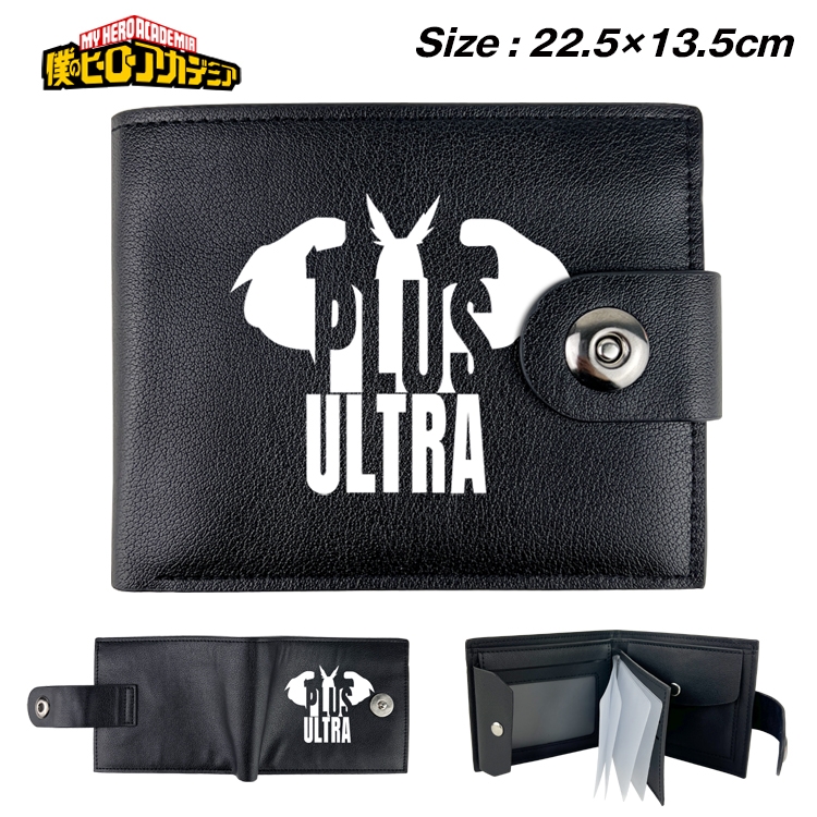 My Hero Academia Anime Leather Magnetic Buckle Two-fold Card Holder Wallet 22.5X13.5CM