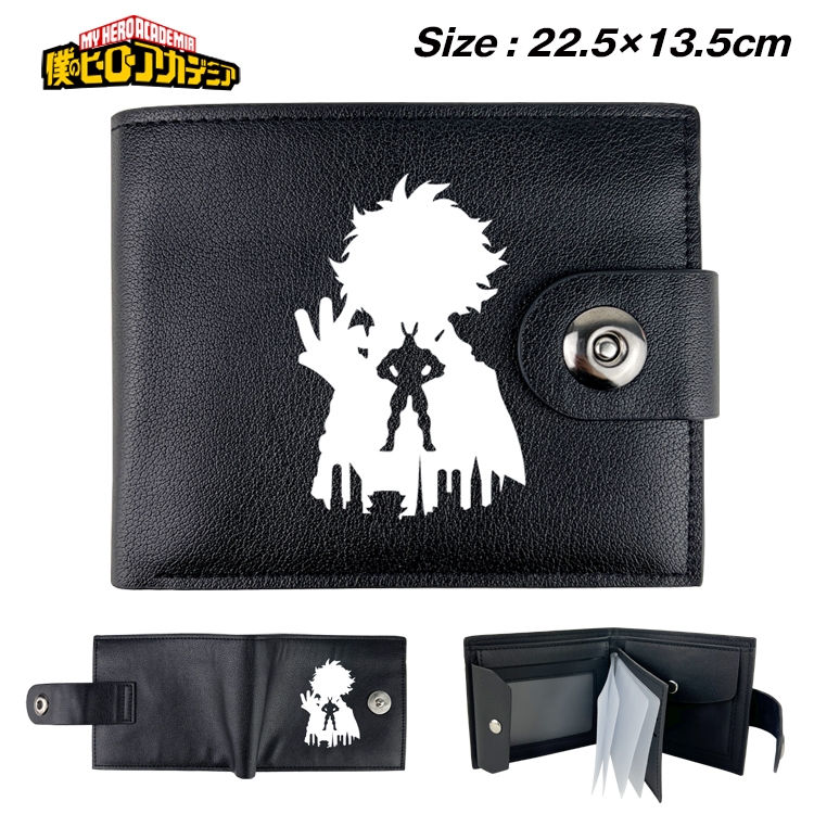 My Hero Academia Anime Leather Magnetic Buckle Two-fold Card Holder Wallet 22.5X13.5CM