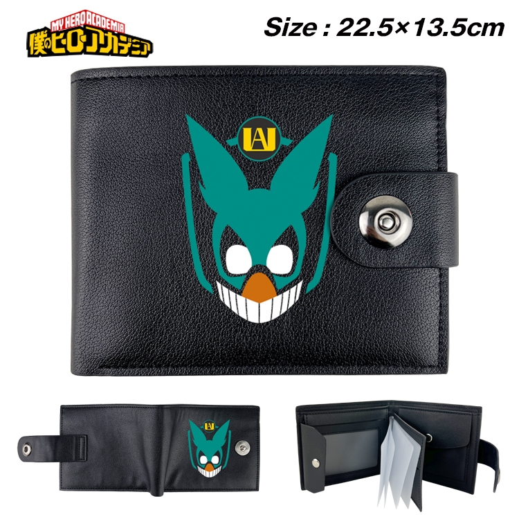 My Hero Academia Anime Leather Magnetic Buckle Two-fold Card Holder Wallet 22.5X13.5CM