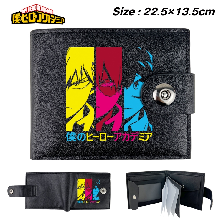 My Hero Academia Anime Leather Magnetic Buckle Two-fold Card Holder Wallet 22.5X13.5CM