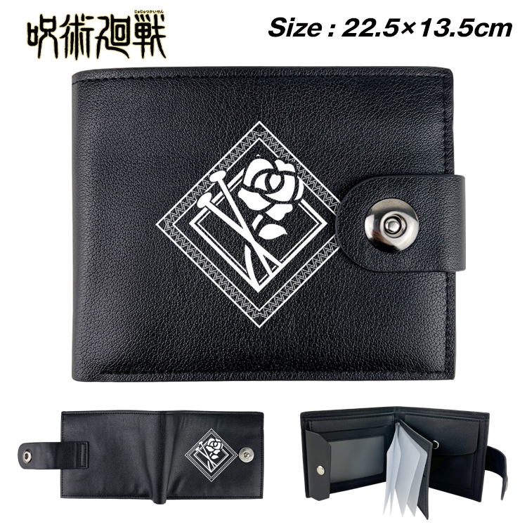 Jujutsu Kaisen Anime Leather Magnetic Buckle Two-fold Card Holder Wallet 22.5X13.5CM