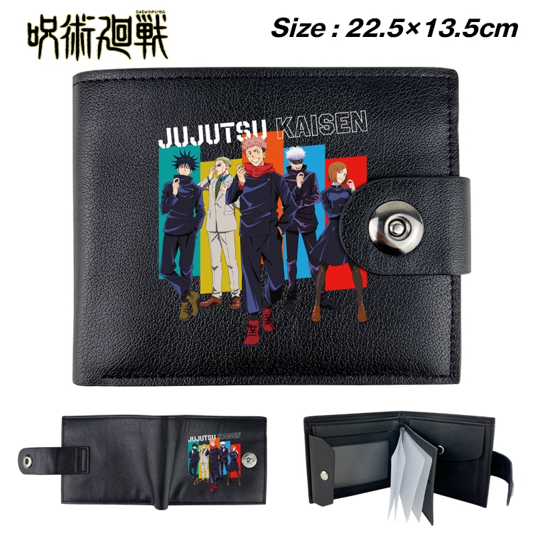 Jujutsu Kaisen Anime Leather Magnetic Buckle Two-fold Card Holder Wallet 22.5X13.5CM