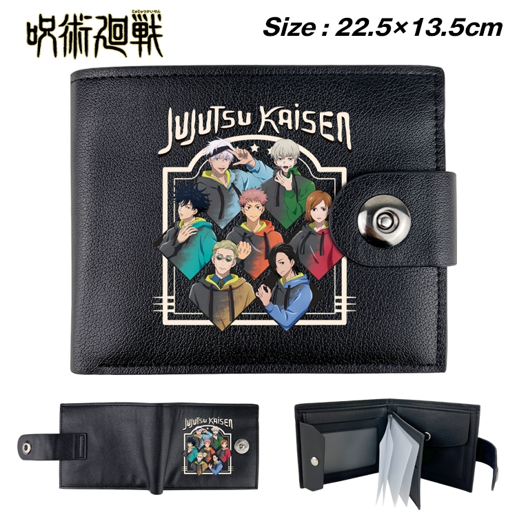 Jujutsu Kaisen Anime Leather Magnetic Buckle Two-fold Card Holder Wallet 22.5X13.5CM