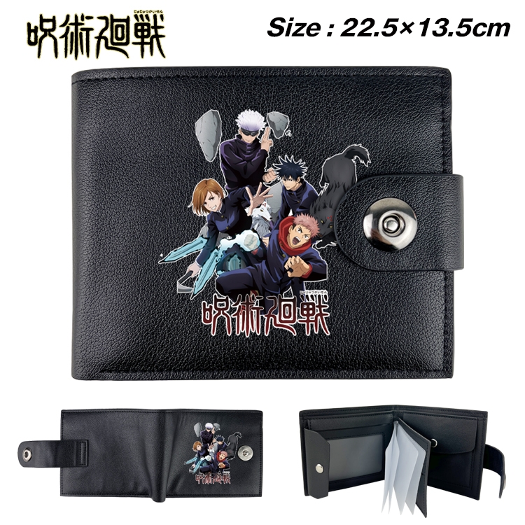 Jujutsu Kaisen Anime Leather Magnetic Buckle Two-fold Card Holder Wallet 22.5X13.5CM