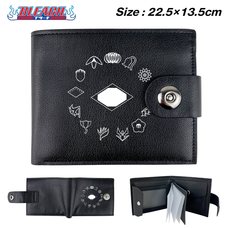 Bleach Anime Leather Magnetic Buckle Two-fold Card Holder Wallet 22.5X13.5CM