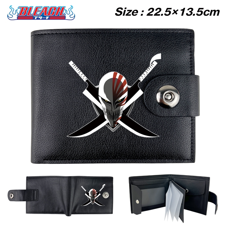 Bleach Anime Leather Magnetic Buckle Two-fold Card Holder Wallet 22.5X13.5CM