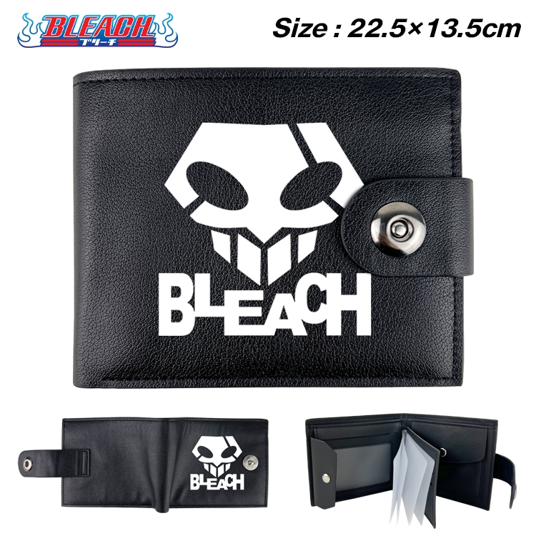Bleach Anime Leather Magnetic Buckle Two-fold Card Holder Wallet 22.5X13.5CM