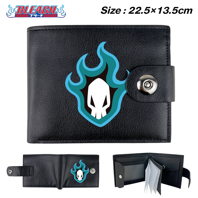 Bleach Anime Leather Magnetic Buckle Two-fold Card Holder Wallet 22.5X13.5CM