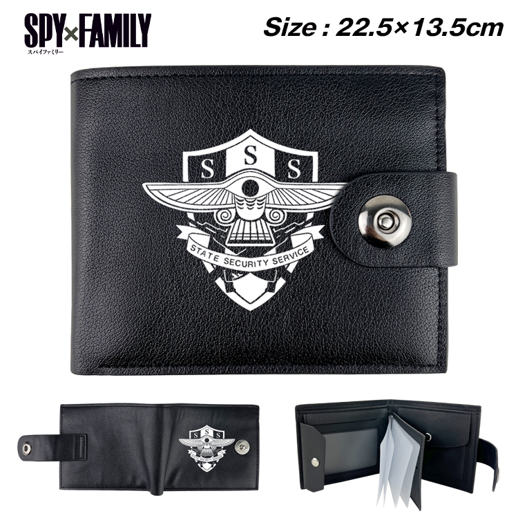 SPY×FAMILY Anime Leather Magnetic Buckle Two-fold Card Holder Wallet 22.5X13.5CM