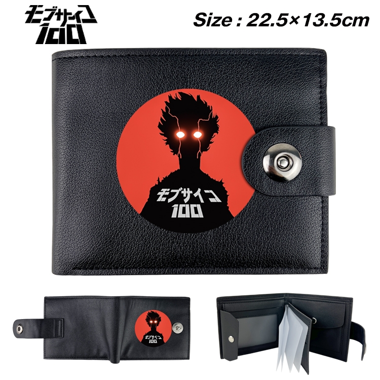 Mob Psycho 100 Anime Leather Magnetic Buckle Two-fold Card Holder Wallet 22.5X13.5CM