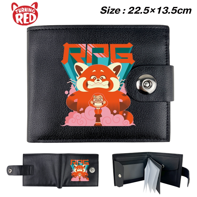 Turning Red Anime Leather Magnetic Buckle Two-fold Card Holder Wallet 22.5X13.5CM