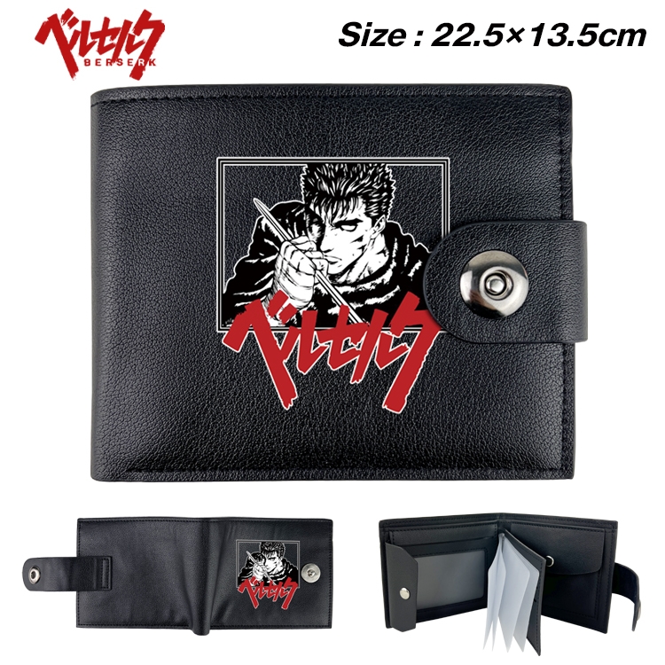 Berserk Anime Leather Magnetic Buckle Two-fold Card Holder Wallet 22.5X13.5CM