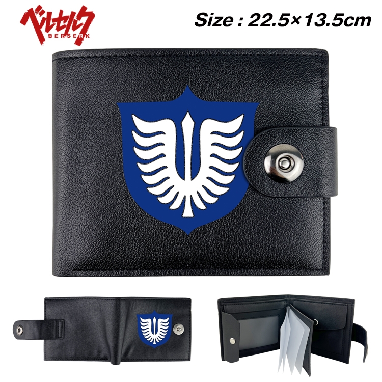 Berserk Anime Leather Magnetic Buckle Two-fold Card Holder Wallet 22.5X13.5CM