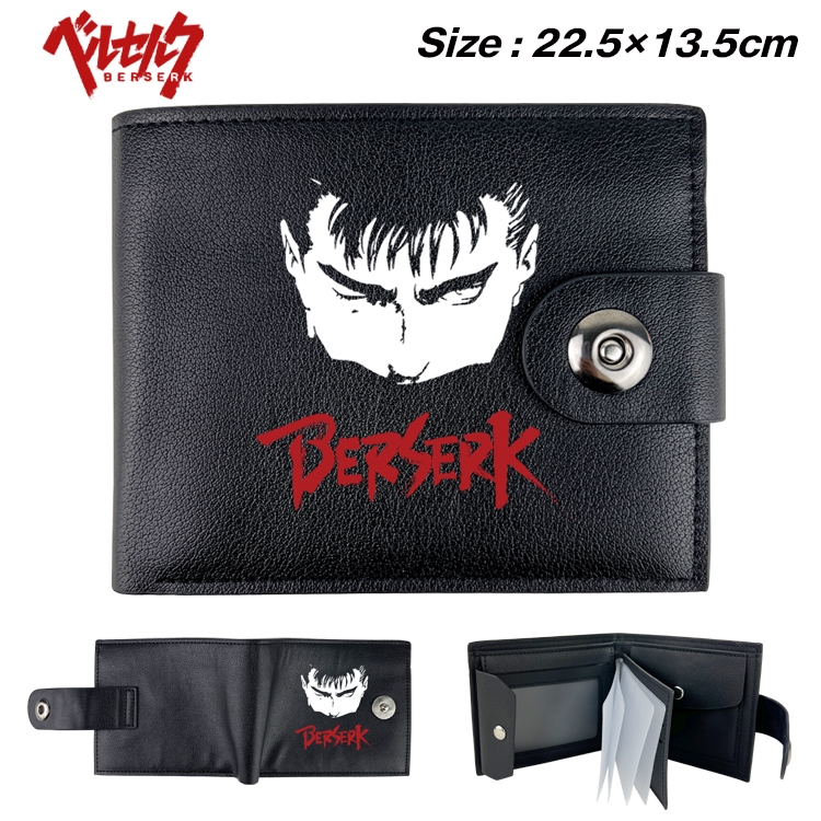 Berserk Anime Leather Magnetic Buckle Two-fold Card Holder Wallet 22.5X13.5CM