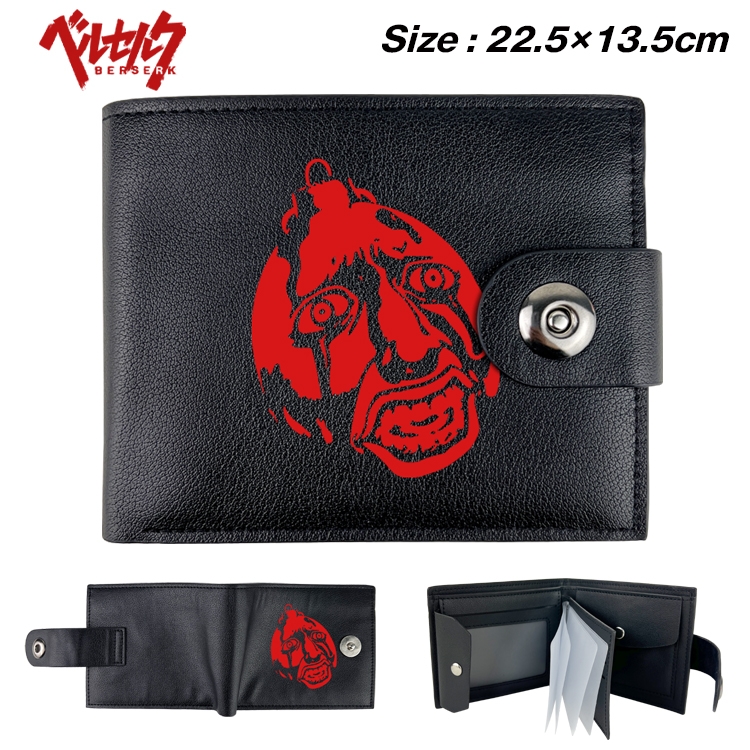 Berserk Anime Leather Magnetic Buckle Two-fold Card Holder Wallet 22.5X13.5CM