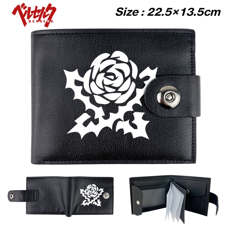 Berserk Anime Leather Magnetic Buckle Two-fold Card Holder Wallet 22.5X13.5CM