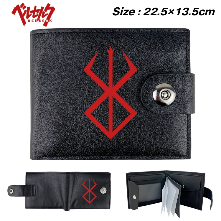 Berserk Anime Leather Magnetic Buckle Two-fold Card Holder Wallet 22.5X13.5CM