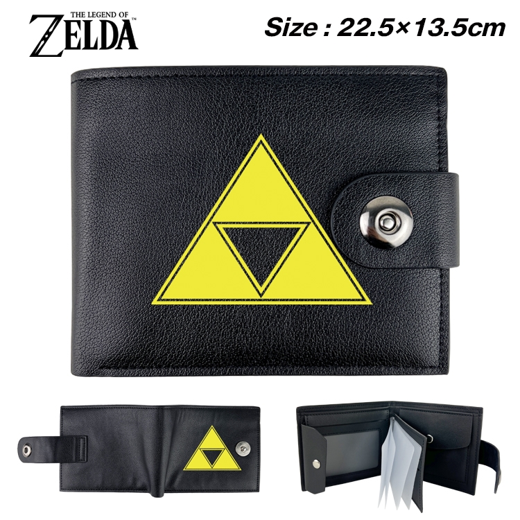 The Legend of Zelda Anime Leather Magnetic Buckle Two-fold Card Holder Wallet 22.5X13.5CM