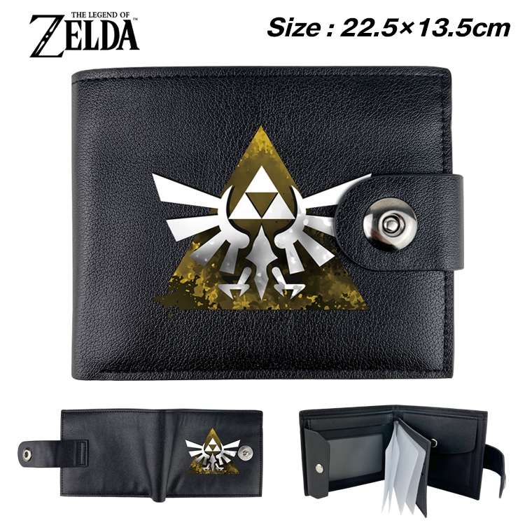 The Legend of Zelda Anime Leather Magnetic Buckle Two-fold Card Holder Wallet 22.5X13.5CM