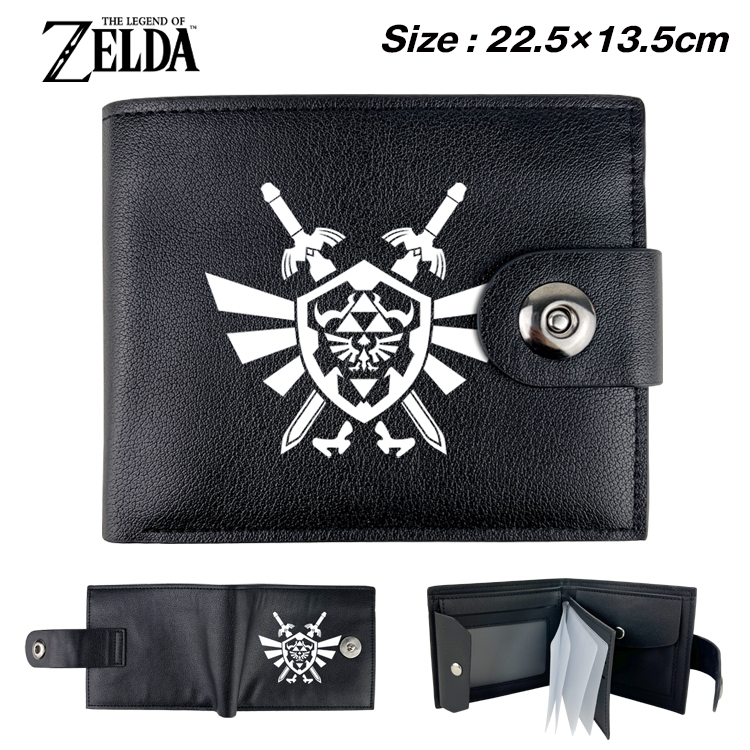 The Legend of Zelda Anime Leather Magnetic Buckle Two-fold Card Holder Wallet 22.5X13.5CM