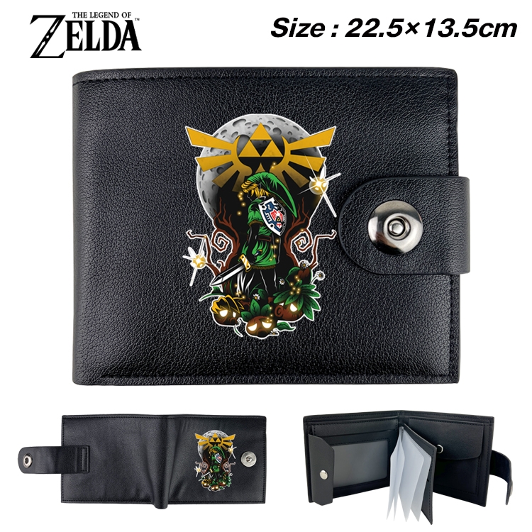 The Legend of Zelda Anime Leather Magnetic Buckle Two-fold Card Holder Wallet 22.5X13.5CM