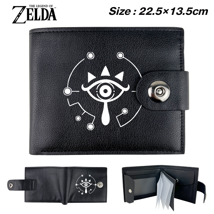 The Legend of Zelda Anime Leather Magnetic Buckle Two-fold Card Holder Wallet 22.5X13.5CM