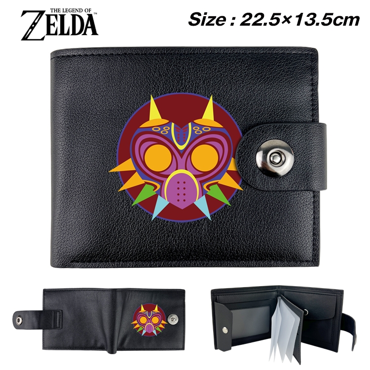 The Legend of Zelda Anime Leather Magnetic Buckle Two-fold Card Holder Wallet 22.5X13.5CM