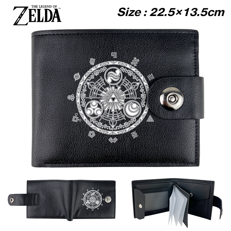 The Legend of Zelda Anime Leather Magnetic Buckle Two-fold Card Holder Wallet 22.5X13.5CM