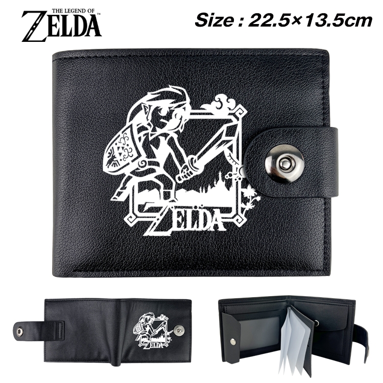 The Legend of Zelda Anime Leather Magnetic Buckle Two-fold Card Holder Wallet 22.5X13.5CM