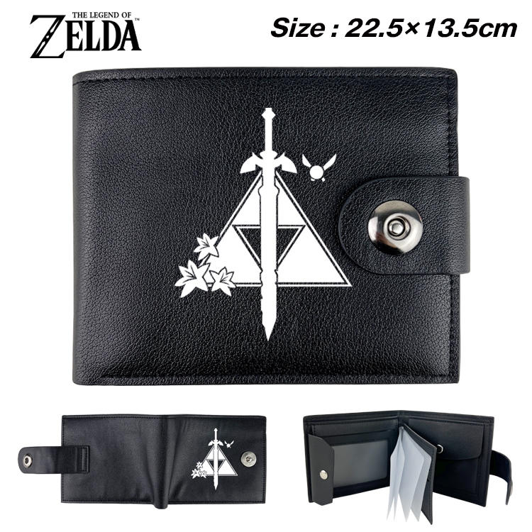 The Legend of Zelda Anime Leather Magnetic Buckle Two-fold Card Holder Wallet 22.5X13.5CM