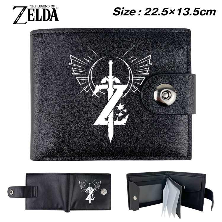 The Legend of Zelda Anime Leather Magnetic Buckle Two-fold Card Holder Wallet 22.5X13.5CM