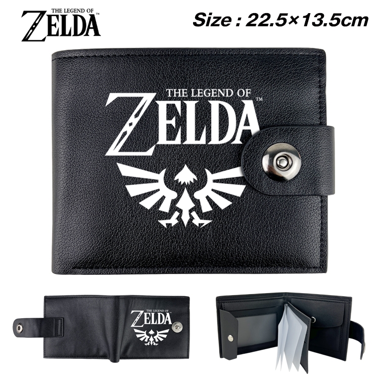 The Legend of Zelda Anime Leather Magnetic Buckle Two-fold Card Holder Wallet 22.5X13.5CM