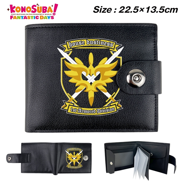 Blessings for a better world Anime Leather Magnetic Buckle Two-fold Card Holder Wallet 22.5X13.5CM