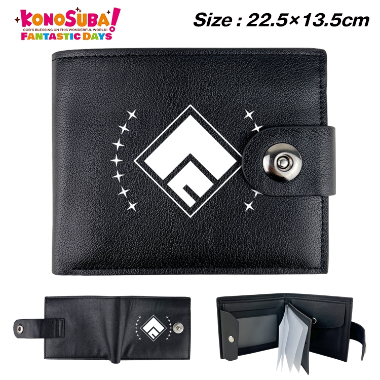 Blessings for a better world Anime Leather Magnetic Buckle Two-fold Card Holder Wallet 22.5X13.5CM