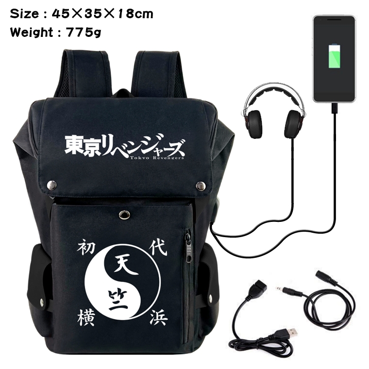 Tokyo Revengers Anime Canvas Bucket Data Cable Backpack School Bag 45X35X18CM 775G