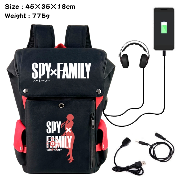 SPY×FAMILY Anime Canvas Bucket Data Cable Backpack School Bag 45X35X18CM