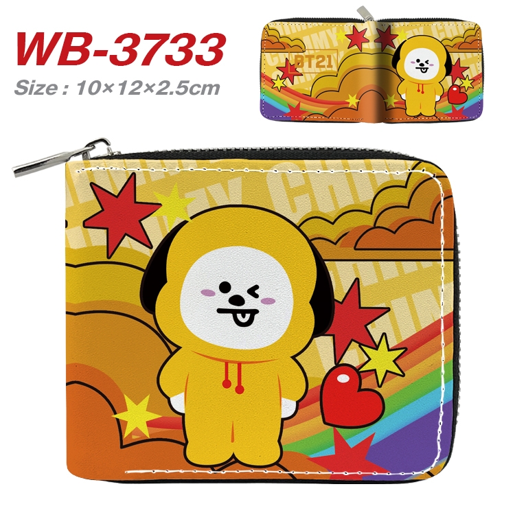 BTS Movie star full color pu all-inclusive zipper short wallet 10X12X2.5CM WB-3733A